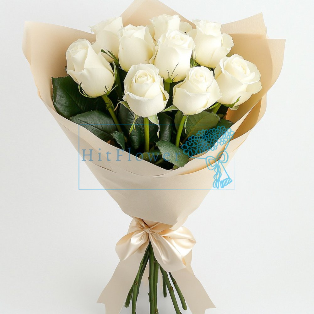 Букет 9 белых роз Букет роз 9 белых роз
